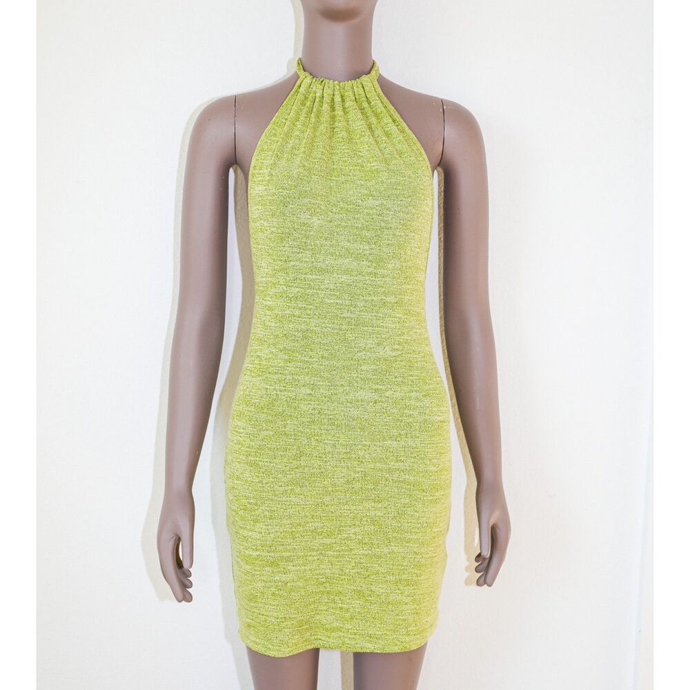 Boho Festival Summer Mini‎ Dress Y2K Halter Dress Open Back Short Dress Small
